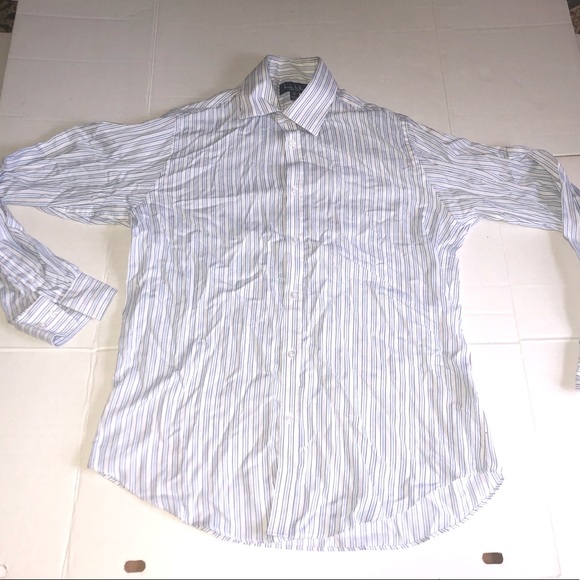 Nicole Miller White Striped Button Shirt L Mens - Picture 2 of 5
